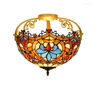 Taklampor American Classic Love Retro Creative Restaurant Bar Lighting Tiffany Stained Glass Bedroom Hall Corridor Balcony Lamp