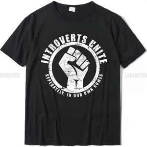 Camisetas masculinas introvertidas engraçadas introvertidas unem separadamente as mulheres tops de camiseta impressa com desconto mass camisas legais ropa hombre t240510