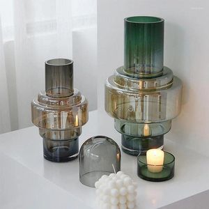 Vases European Glass Vase Home Hydroponic Plant Bottle Dried Flower Arrangement Decoration Modern Simple Living Room Decor