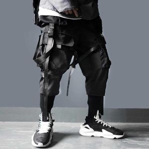 Men's Pants Ribbons Multi Pockets Cargo Pants Harajuku Leisure Track Trouser Streetwear Techwear Pants Jogger Cyberpunk Mens WearL2405