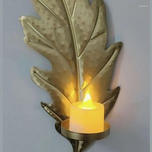 Candle Holders Decorative Gold Candlestick Wall-mounted Metal Leaf Creative Wall Decoration Hanging Sconce For Home Decors