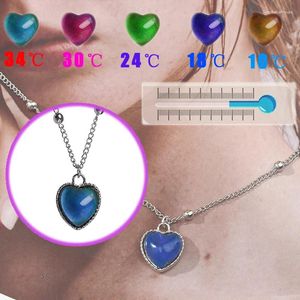 Pendant Necklaces Vintage Peach Heart Love Necklace Feeling Mood Sensitive Color Changing Jewelry