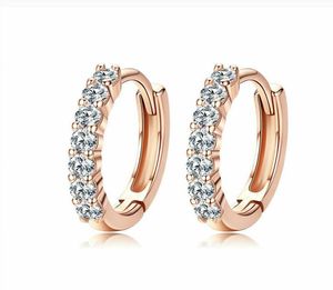 Authentic 925 Sterling Silver Pave Setting Huggie Hoop Earrings For Women Girls Gifts1408269