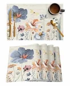 Bordmattor Summer Flowers and Plants Coffee Dish Mat Kitchen Placemat Dining Mattor