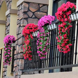 Decorative Flowers Flower Violet Wall Ivy Hanging Basket Artificial Decor Orchid Silk Vine Valentine's Day Wedding