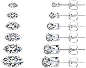 Orecchini a bobina in acciaio inossidabile da 6 coppie set iollergenico zirconia cubica zirconia 18k oro bianco 316l cz orecchini9264924