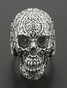 Solid 925 Sterling Silver Skull Ring Mens Biker Rock Punk Style Tamanho 8 a 127654294