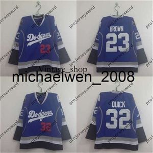 Vin Weng Blue Limited Hockey Jersey 23 Dustin Brown 32 Jonathan Quick 100% costure