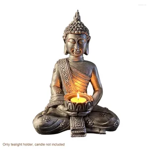 Candle Holders Outdoor Indoor Living Room Garden Resin Spa Tealight Holder Porch Patio Home Decor Bathroom Desktop Meditating Buddha