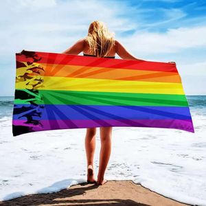 Asciugamano gay LGBT Rainbow Beach Bandiere Parade Asciugamano da bagno Decor Pride Stuff per viaggi sportivi rapidi secco S