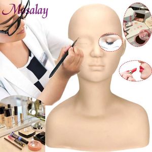 Mannequin huvuden mjuk silikon kosmetisk mänsklig kroppsmodell för smink/graffiti ögonbrynsdesign/massage/praktisk ansiktsmålning docka Q240510