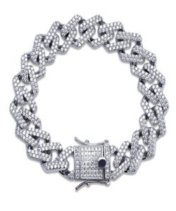 14mm 78910 tum kubansk länkkedja armband Micro Pave Cubic Zircon Iced Out Hiphop smycken för Male5706979