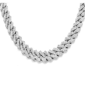 Solid White Gold Cuban Diamond Chain Jewelry Iced Link Necklace Hip Hop Fashion 6mm Silver or