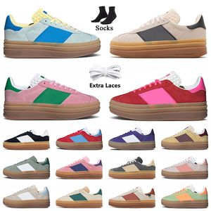 Platform Gazelle Bold scarpe femminili Designer Cream Collegiate Green Suede Leather Pink Glow Gum Gazelles White Black Super Pop Flat Trainers Sneakers