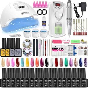 Nail Art Kits Acrylic Nail Kit Varnish Nail Gel Set With Nail Lamp Nail Extension Glitter Gel Building Gel Nail Polish Kit Manicure Tools Set T240510