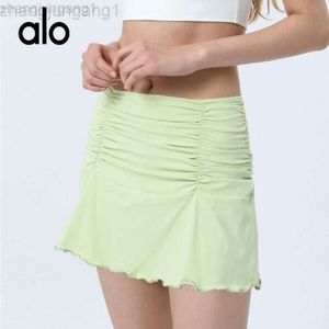 Desginer Als Yoga Aloe Shorts Woman Pant Top Women Yogas New Tennis Pleated Slim Fake Two Piece Skirt Trousers Sports Fitness Anti Light Shorts for Women