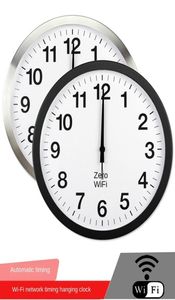 Relógio de parede de polegada Smart wifi de sincronização automática Rede de tempo mudo da sala de estar minimalista moderna Quartz Home Clocks2024025