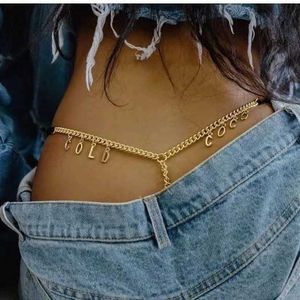 Briefs trosor Personty Multicolor Bikini Thong Letter Midje Kroppskedja för kvinnor Golden Metal Angel Baby Girl Constellation Body Jewelry T240510