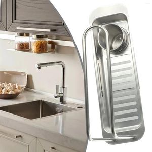 Kitchen Storage Sink Organizer Shelf Drainer Rack Soap Sponge Towel Stand Faucet Holder With Rod