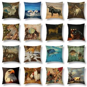 Pillow 45x45cm Nordic Cartoon Wild Animal Printed Pillowcase Decorative Throw Pillows For Home Sofa Car Office