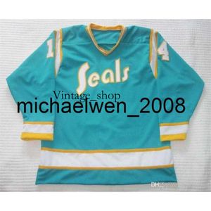 Vin Weng Vintage California Golden Seals Jim Pappin Hockey Jersey Embroidery Stitched Customize any number and name Jerseys