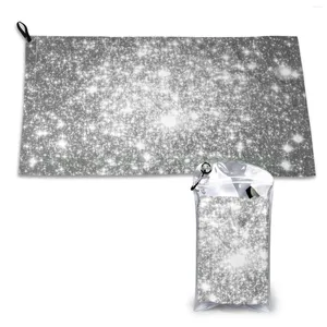 Toalha Galaxy Sparkle estrelado prata cinza ginástica rápida Diamantes cinza portáteis brilhantes