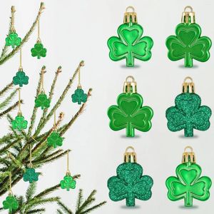 Декоративные фигурки 24pcs Green Clover Hanging Ornament Mini Stath Patricks Day Shamrocks Ирландские счастливые подарки дети любить домашние вечеринки