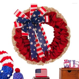 Decorative Flowers Fourth Of July Wreaths For Front Door Red White And Blue Memorial Day Festival Garland Hanger