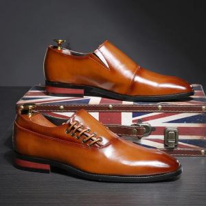 Men's Business Dress Leather Shoes British Pointed Derby Shoes Fashion Casual Lace Up Breathable Luxury Wedding Shoes for Men