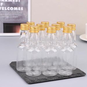 Bottiglie d'acqua 10pcs 50 ml Mini Piet Clear Riemibile vino per liquori per matrimoni per feste con coperchio a vite a prova di perdite