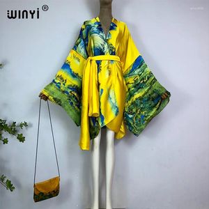 Kimono Bohemian Bikini Cover-up Abito con cintura da cappotto a tre pezzi Donne Donne Summer Beach Abiti per la veste