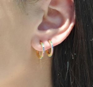 colorful cz hoops earring 925 sterling silver fine jewelry mini small hoop colorful stone summer design fashion nice ear jewelry9020125