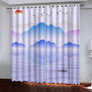 Cortina pintura de tinta colorida Design 3D Design luxuoso Janela de menina cortinas Blackout para sala de estar Decoração de casa 2 peças