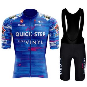 팬 Tops Tees 자전거 유니폼 Quick Step Mens Summer 2024 Sportswear Jersey Road Shirt Set Q240511