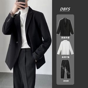 Men's Suits Blazers Fashion Men Double Breasted Plaid Suit Coat Pants 2 Pcs Set / Male Slim Fit Business Wedding Blazers Jacket Trousers #21