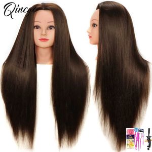 Mannequin Heads Female Hair Beauty Doll Kopf für Friseurstil Human Model Training mit und Auswahlstand Q240510