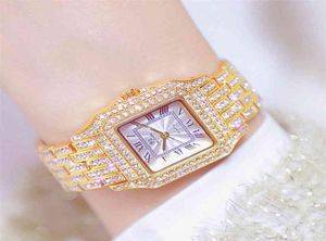 Römische Ziffern Frauen Luxusbrand Watch Kleid Gold Damen Armband Uhren Diamond Square Female Armbandwatch Montre Femme 2107079608810