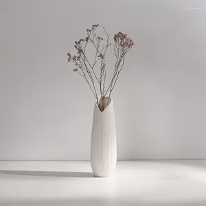 Вазы современного стиля украшения изысканная белая керамическая ваза для сушеного цветочного декора домашнего декора простые аксессуары для настольных компьютеров