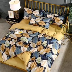 Sängkläder sätter nordiskt modernt blomstjärna tryckning slipning mjuk bomull platt lakan pläd med täcken täcke täcken sängkläder