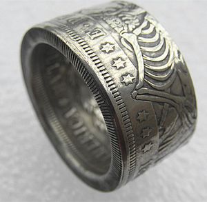 Myntring Handcraft ringar vintage handgjorda från oss hobo dollar silver pläterade oss storlek 8165756314