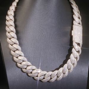 New Arrival Rapper's Hip Hop Jewelry 22Mm Sterling Sier 5 Rows VVS Moissanite Iced Out Thick Cuban Link Chain Necklace