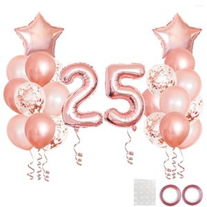 Party Decoration 25pcs Rose Gold Mixed Balloons 25th 52th Birthday Decorations 25 52 Years Old Woman Decor Anniversary