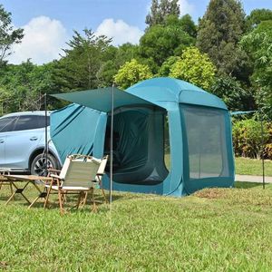 Namioty i schroniska Namiot przedłużenia dachu samochodu Automatyczne wyskakujące 3-4 osoba samodzielna jazda na świeżym powietrzu Camping Shelter SUV Beach Canopy RainProof JURTQ240511