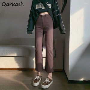 Kvinnors jeans kvinnor rak fotledslängd ren enkla studenter all-match high street fit anbud vår casual grundläggande tonåringar ulzzang chic