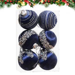 Party Decoration Christmas Tree Ball Shatterproof Balls Ornaments Velvet Set With Metal String 6pcs Kit Pool