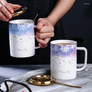 Кружки европейская керамическая кофейная кружка Starry Sky с крышкой и ложкой творческий завтрак