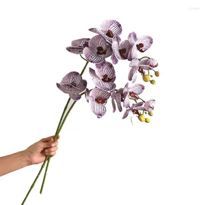 Flores decorativas Zen Tea Room Flower Arrangement Simulação Hand Feel Orchid Wedding Road Guide Artificial 7 Head Silicone