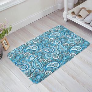 Tapetes azuis Paisley piso de cozinha da sala de estar decoração de carpete home Hallway entrance capacho de varanda de varanda anti slip tapete