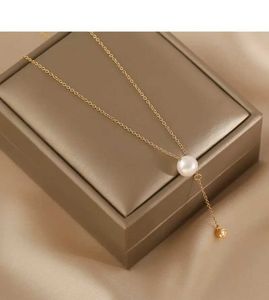 Kolye Kolye Minar Minimalist Tek Tatlı Su İnci Kolye Kolyeleri Kadınlar için 14K Gerçek Altın Kaplama Bakır Chokers Toptan Takı