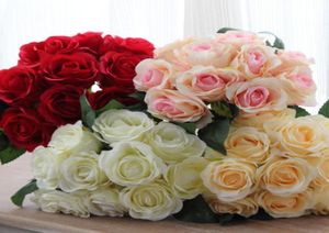 1 Bouquet 10pcs Artificial Red Rose Heads Flor Wedding Bridal Silk Bouquet Party Valentine039s Day Home Decoration9805604